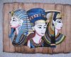 Aegypten  #  Oelmalerei auf Antikpapyros, Tutankhamen-Nefertiti-Cleopatra, 45x60cm, 180,- €